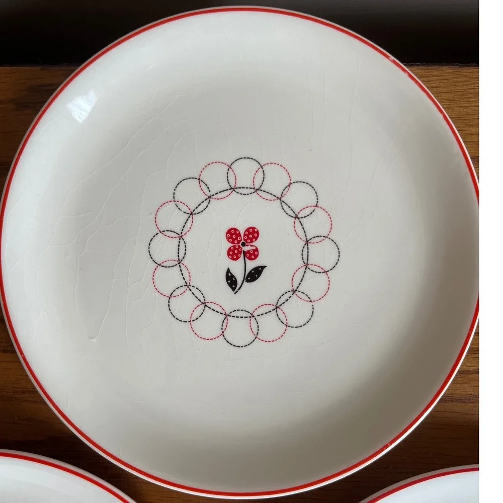 Vintage MCM Calico by Salem Salad Dessert Plates 6.25